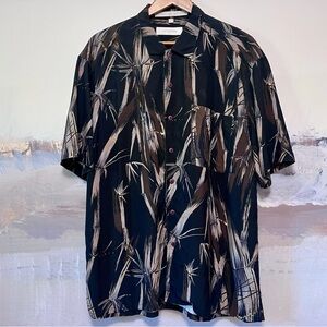 Vtg AXIS 100% Silk Shirt Abstract Print Pocket‎ Short Sleeve Button-Up Mens Sz L